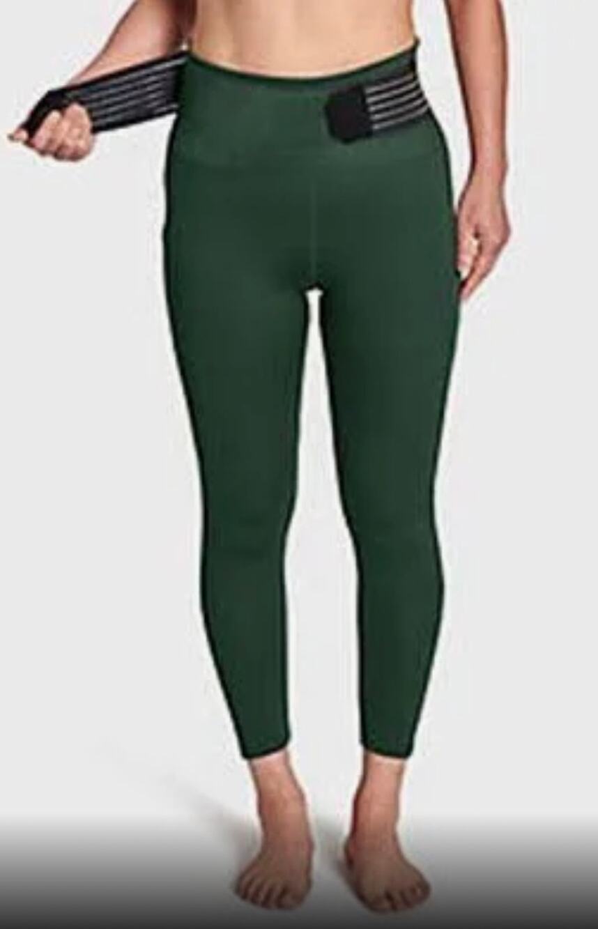 Tommie Copper Olive Adjustable Lower Back Support Leggings Ankle length XL NWT